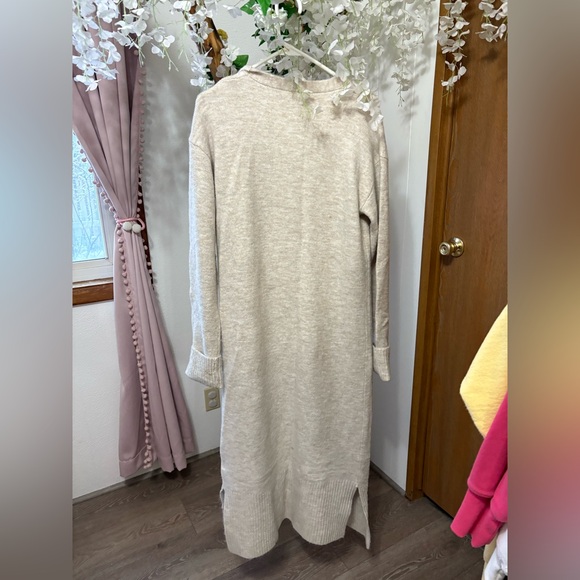 Trim & Tailor Cozy Cream Women's Long Cardigan Sweater- Wool & Cashmere - Picture 6 of 7